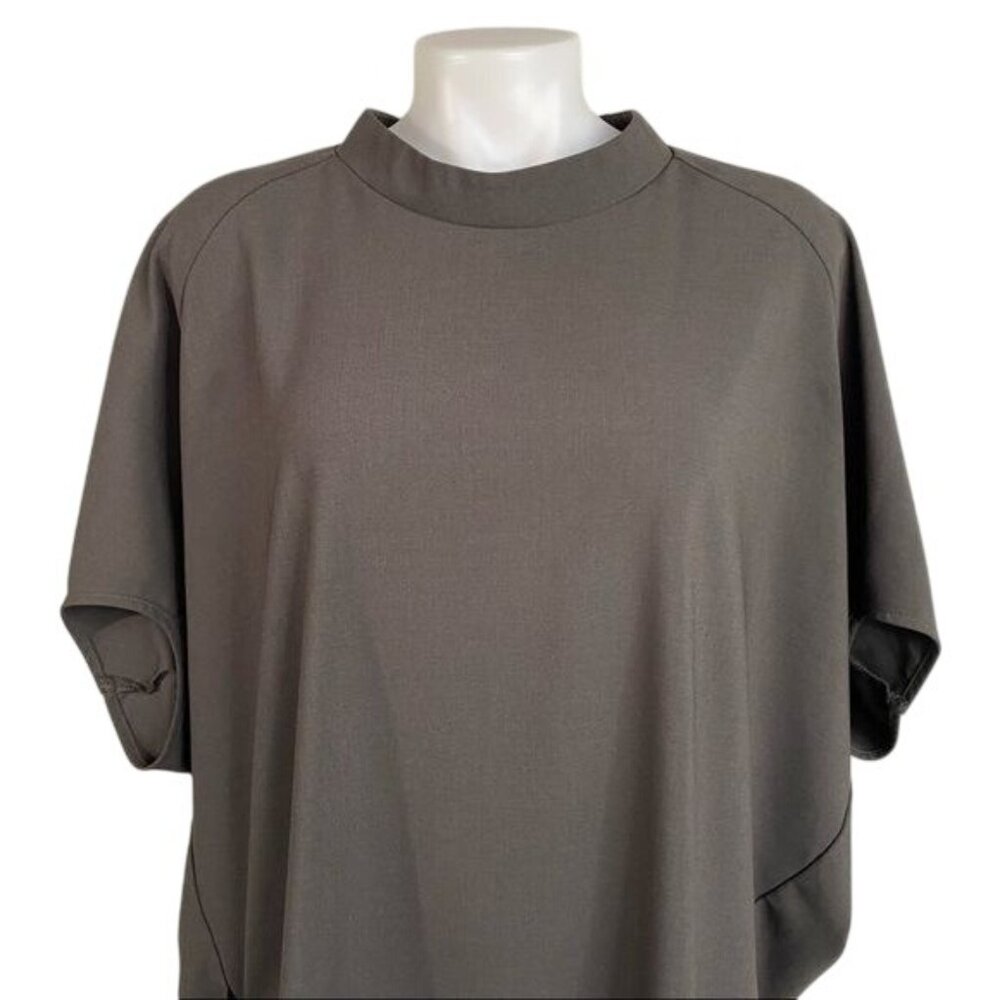 Mock Neck Oversized Tunic T-Shirt Dress Dark Gray Short Sleeve Relaxed Fit - Picture 2 of 9